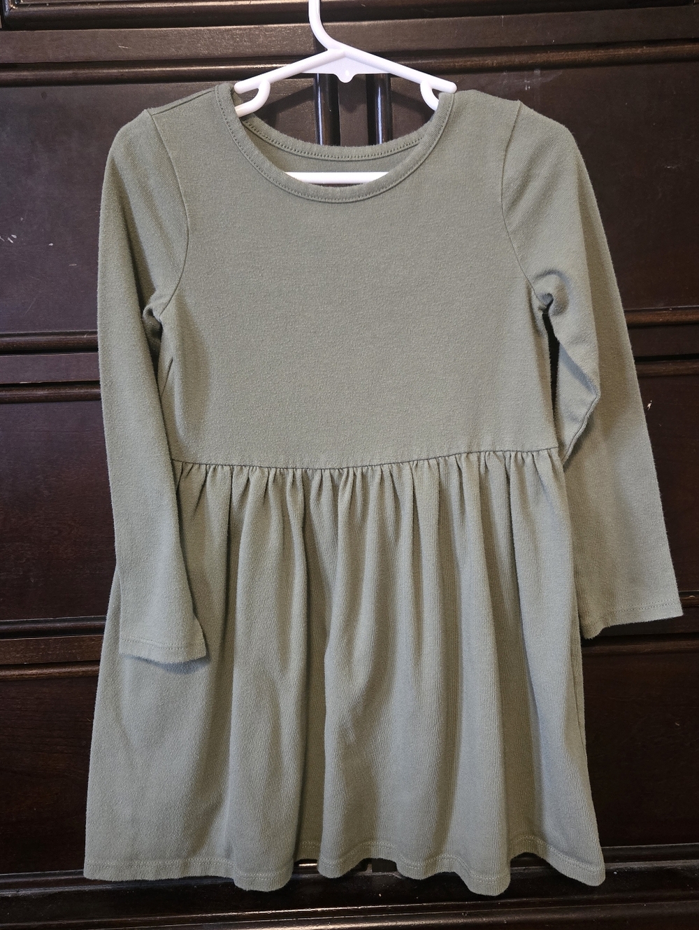 5t Cat & Jack Olive Green Knit Dress with Long Sleeves